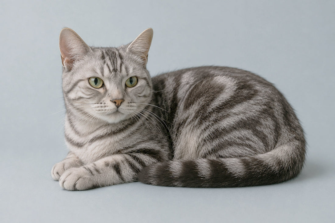 Gatto grigio che guarda verso l'alto