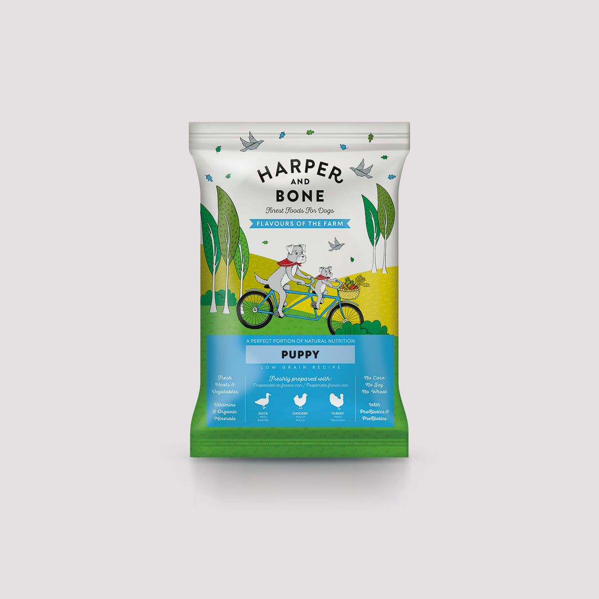 100g Puppy Flavours of the Farm Harper & Bone monster voor pups