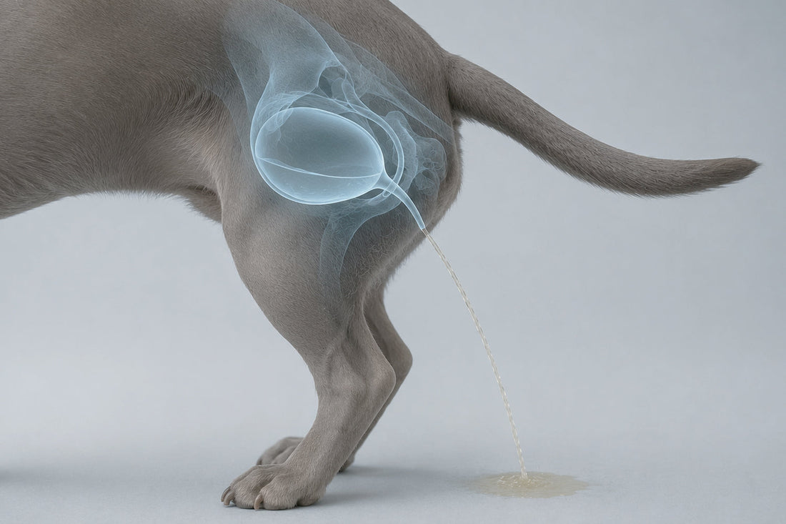 Cane che mangia crocchette specifiche per i calcoli urinari