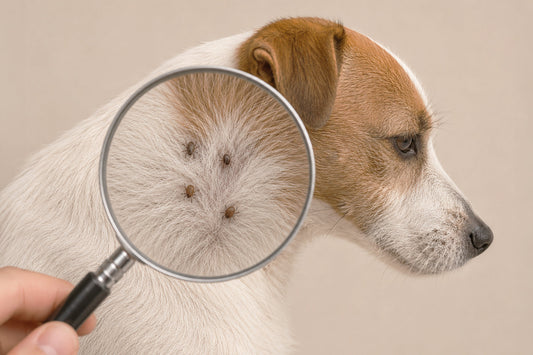 Cane controllato alla ricerca di pulci e zecche