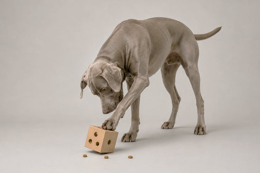 Cane che gioca con un gioco di intelligenza