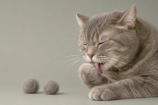Gatto rosso che si pulisce il pelo sul divano