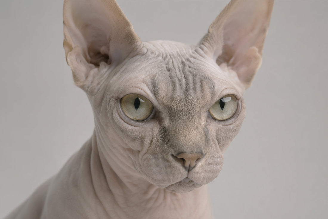 Gatto Sphynx senza pelo con la pelle in evidenza