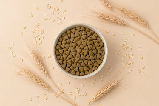 Bolsa de pienso para gatos sin cereales con ingredientes naturales visibles