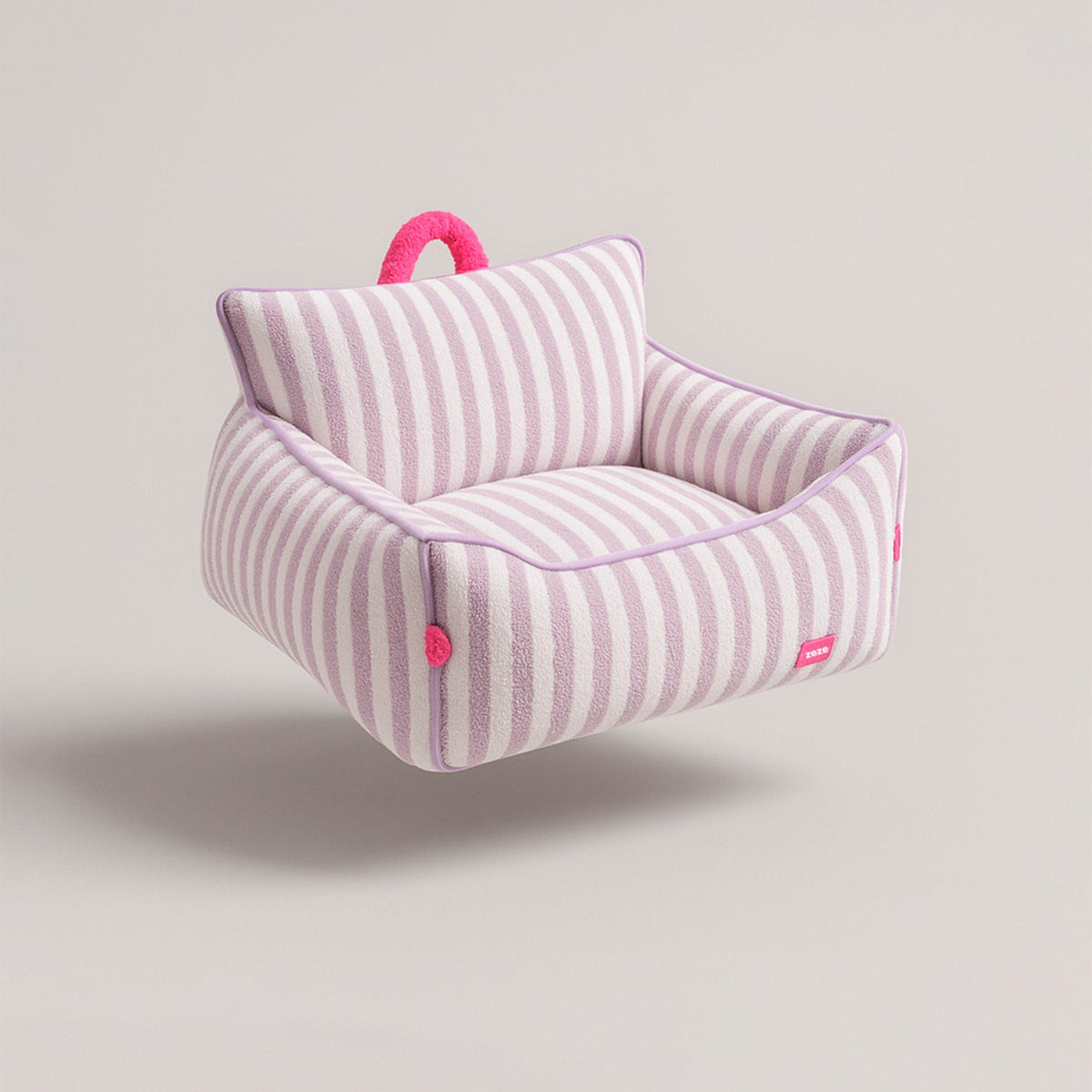 Zeze Stripes purple sofa for pets with elevated structure