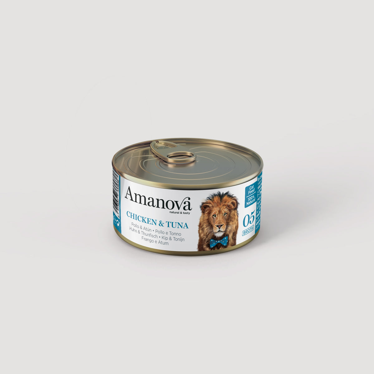 Lata Amanova 05 Pollo & Atún, snack 100% natural para gatos