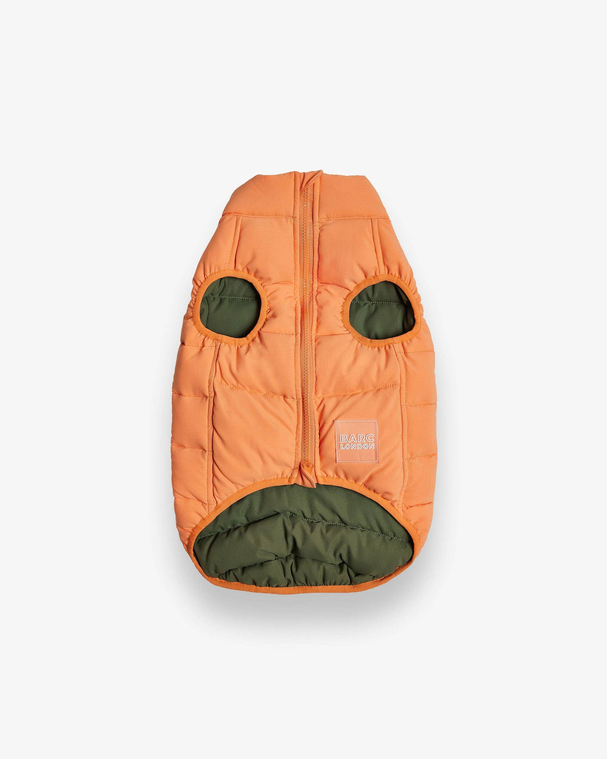 Reversible Dog Puffer Jacket: Coral & Khaki Green