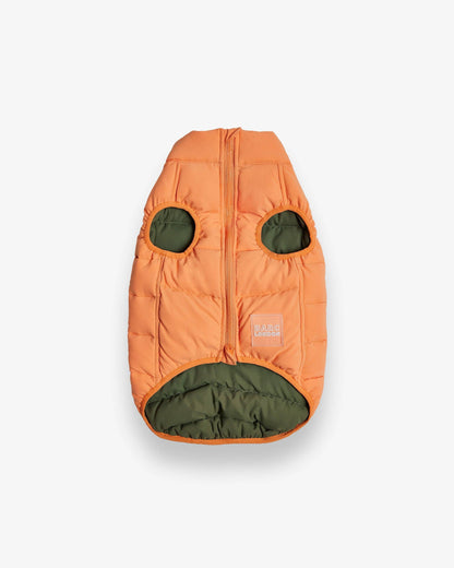 Reversible Dog Puffer Jacket: Coral & Khaki Green