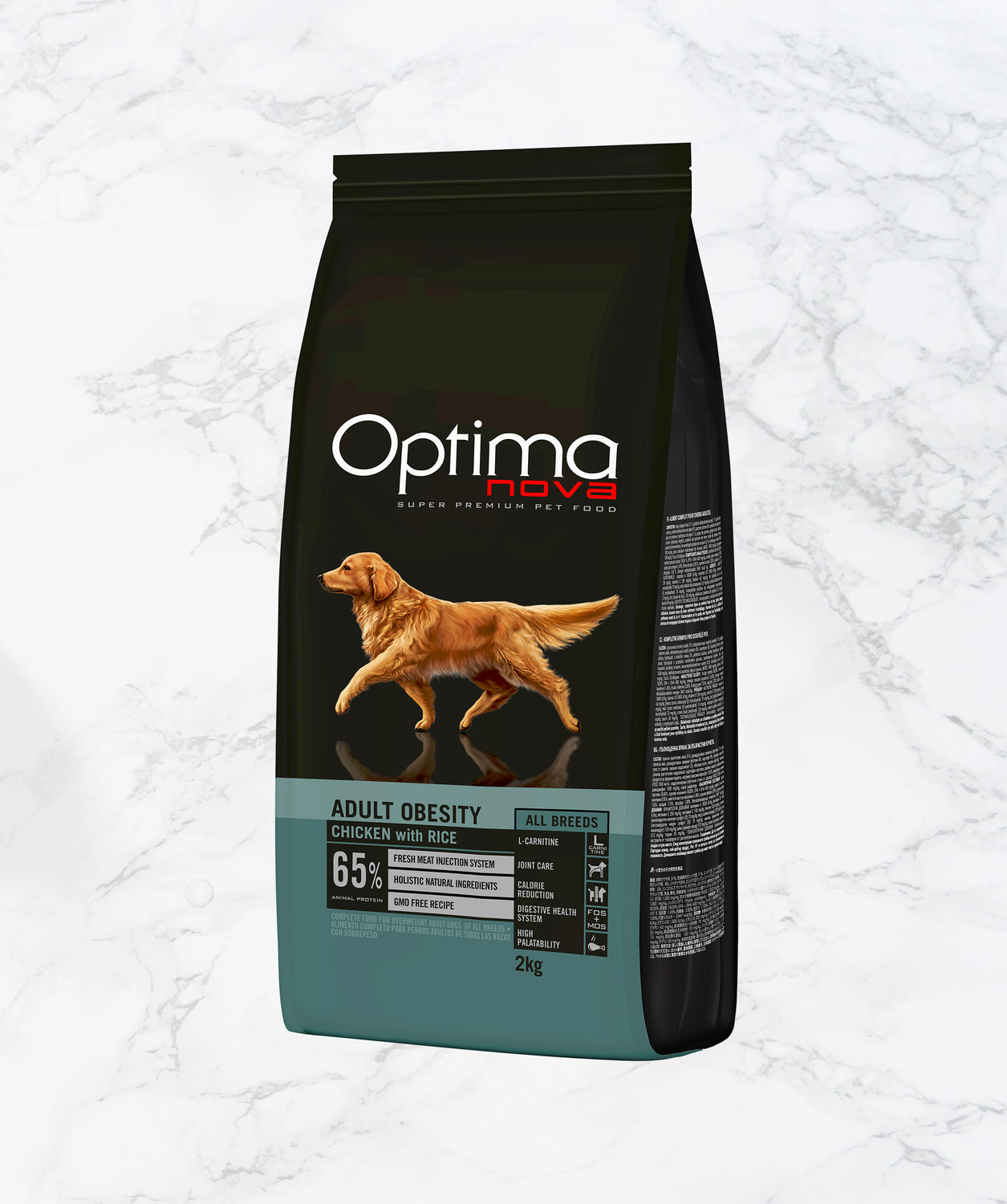 Bolsa Optimanova Adult Obesity Pollo y Arroz para perros con sobrepeso