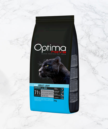 Optimanova Cat Light pollo e riso per gatti in sovrappeso