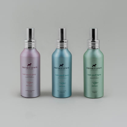 Spray Anti Odor de Frenky Lewis en envase pulverizador con nueces de lavado