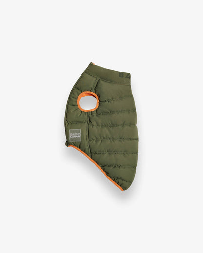 Reversible Dog Puffer Jacket: Coral & Khaki Green