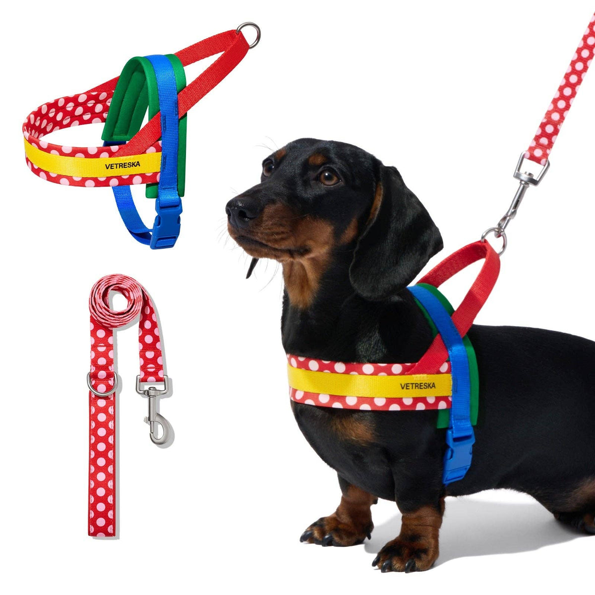 Chroma Pet Harness & Leash Set Red - arnés y correa