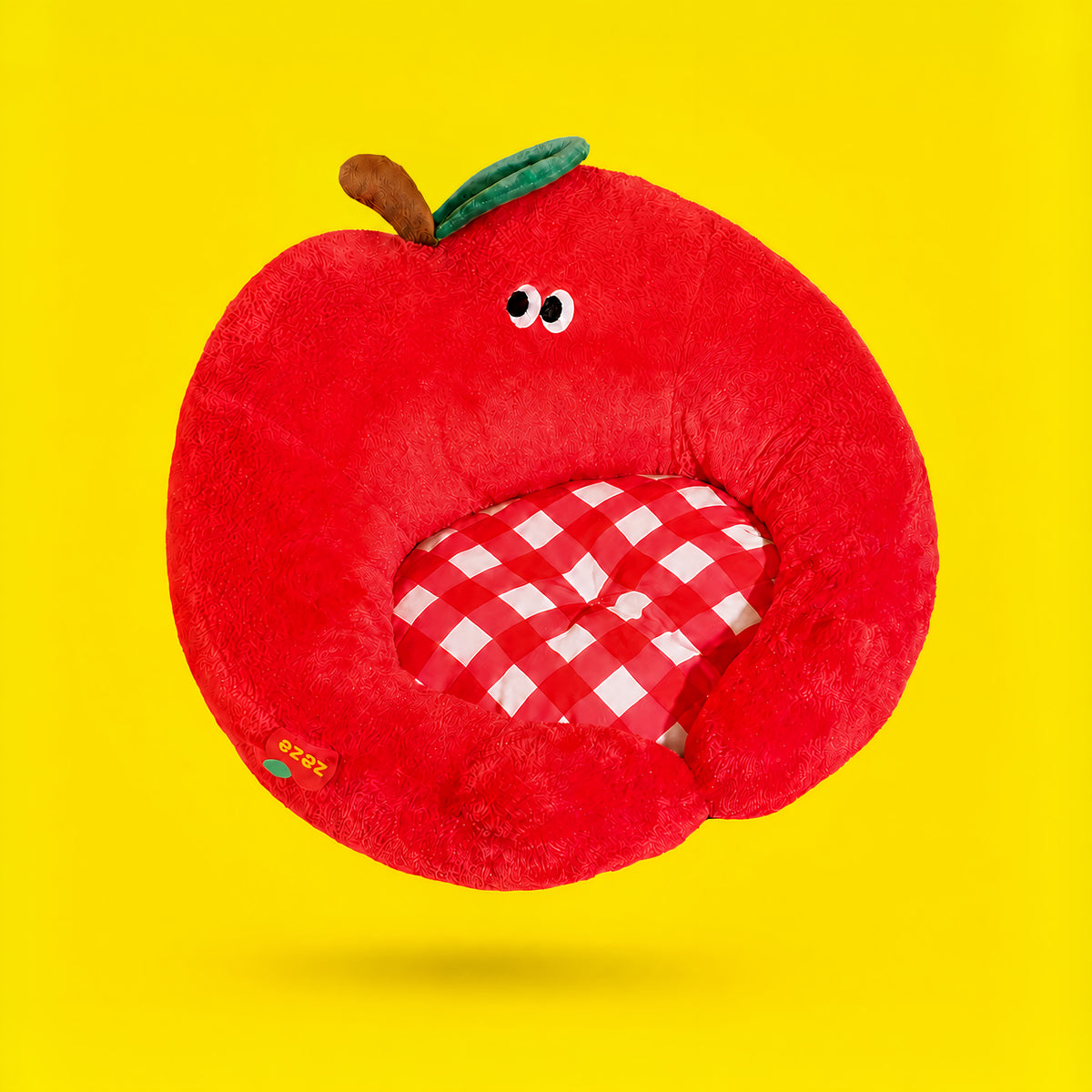 Cama Apple Pet Bed de Zeze con forma de manzana en felpa suave para mascotas