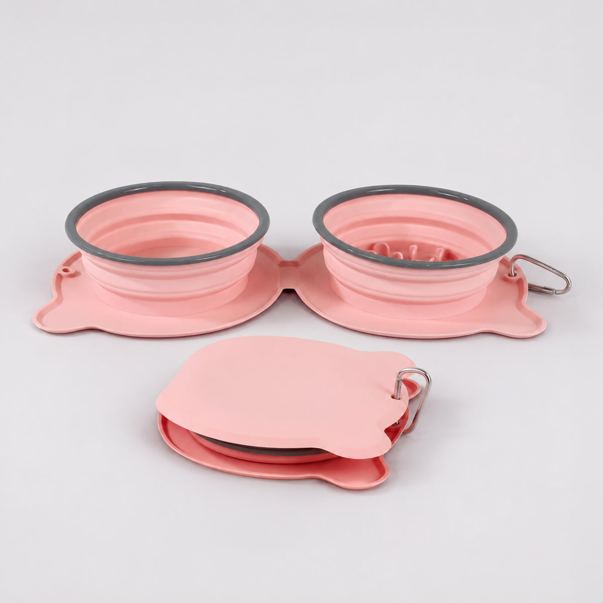 Onlyfresh 2 in 1 collapsible bowl for dogs, blue and pink, unfolded
