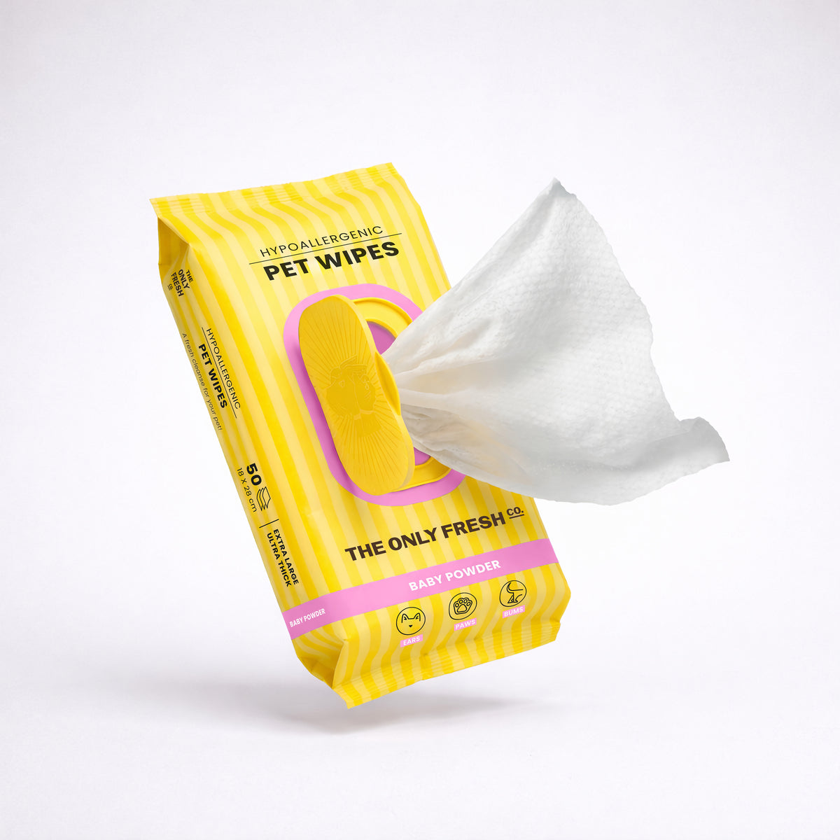 Paquete de toallitas húmedas Onlyfresh aroma baby powder para perros y gatos