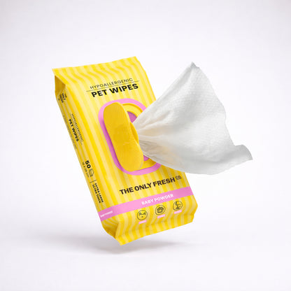 Paquete de toallitas húmedas Onlyfresh aroma baby powder para perros y gatos