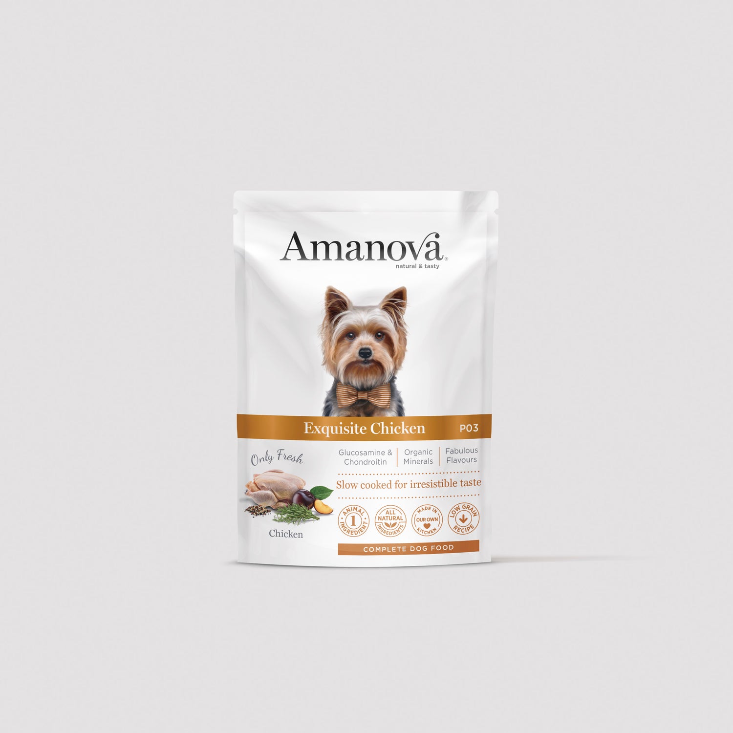 Bolsa de pienso Amanova P03 Adult Dog con pollo bajo en granos