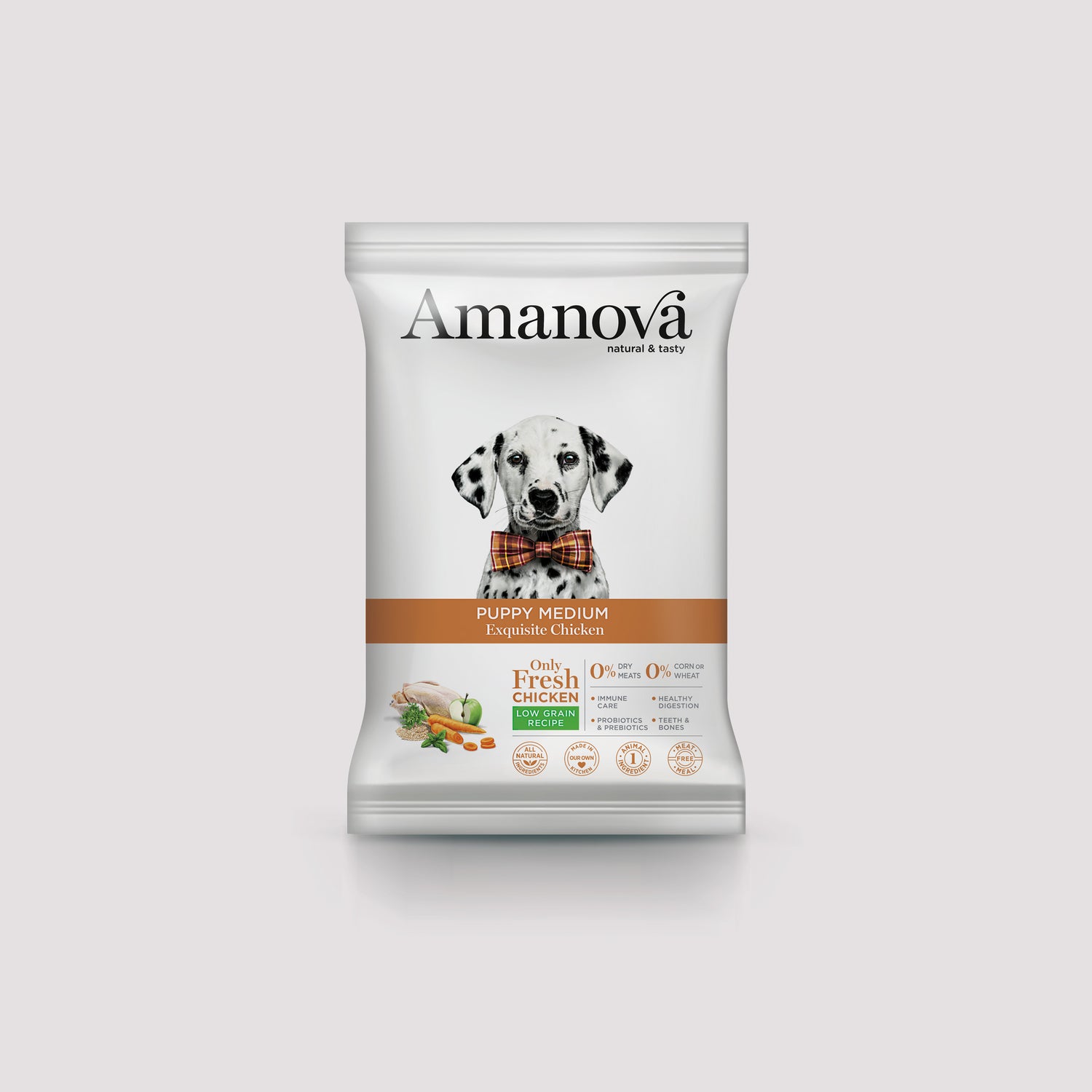 Amanova Puppy Medium Exquisite pollo per cuccioli, campione 100g