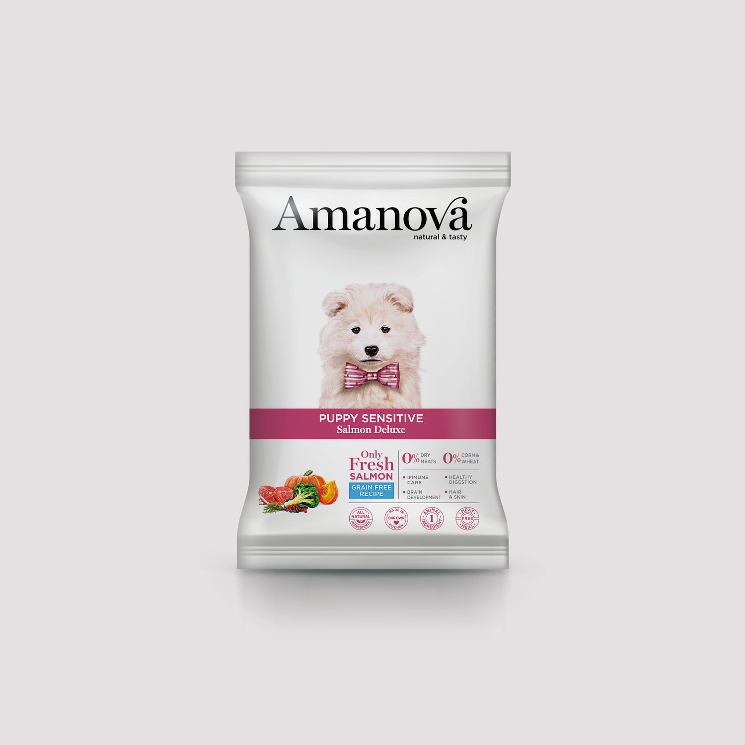 Amanova GF Puppy Sensitive Salmon Deluxe voor puppy's, 100g monster