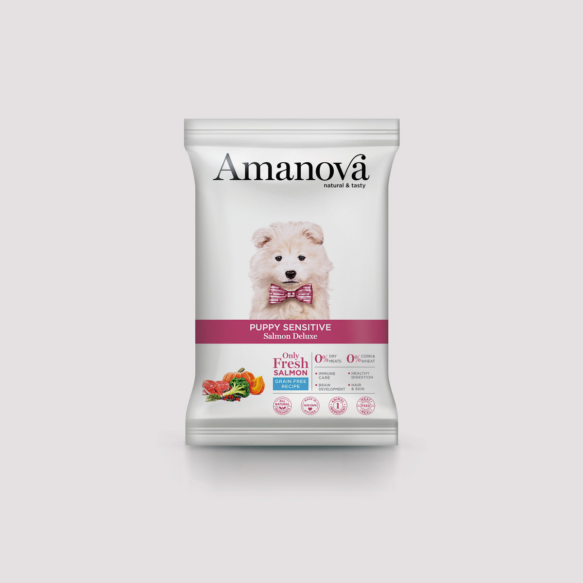Amanova GF Puppy Sensitive Salmon Deluxe voor puppy's, 100g monster