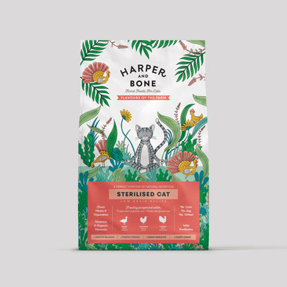 Bolsa de pienso Harper & Bone Sterilised cat Flavours of the Farm para gatos esterilizados