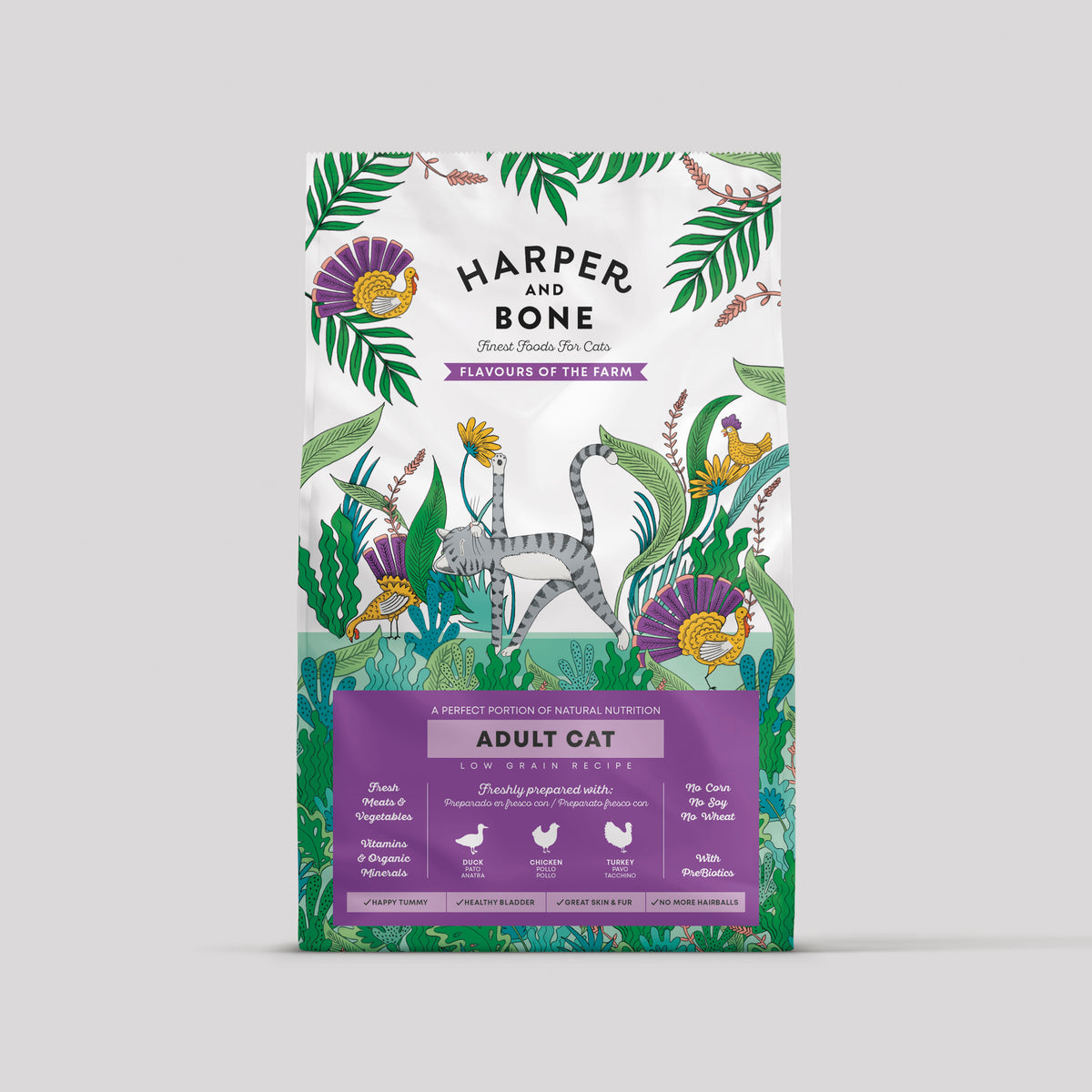 Bolsa de pienso Harper & Bone Adult Cat Flavours of the farm para gatos adultos