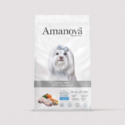 Amanova Adult Mini per cani piccoli con mantello bianco o chiaro