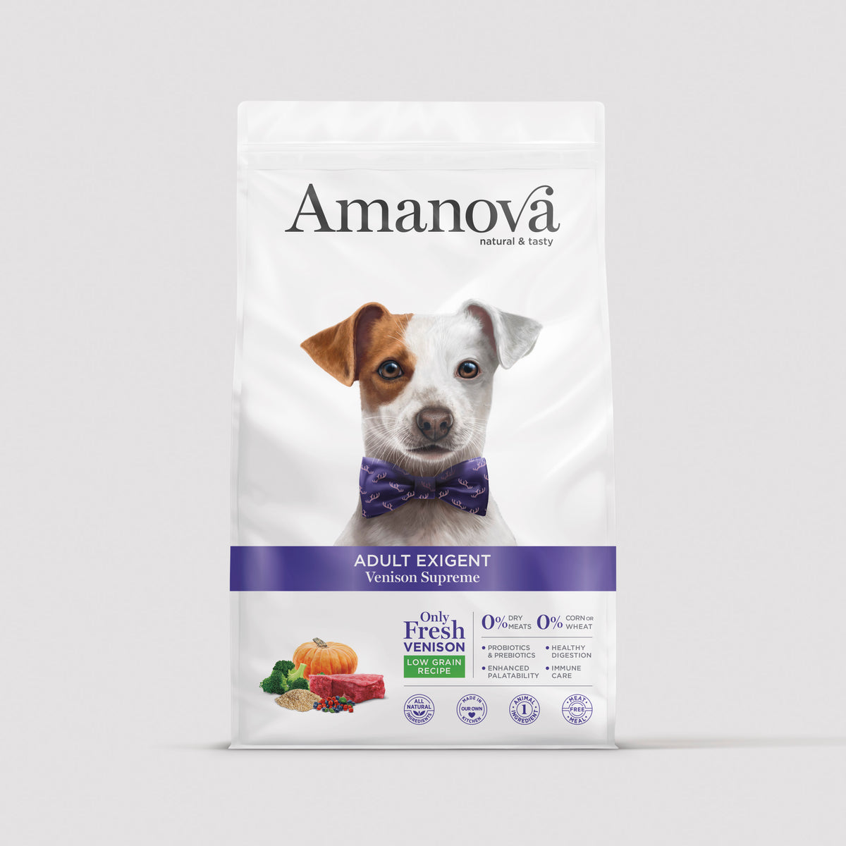 Pienso premium Amanova Adult Exigent Venison Supreme para perros adultos de todas las razas