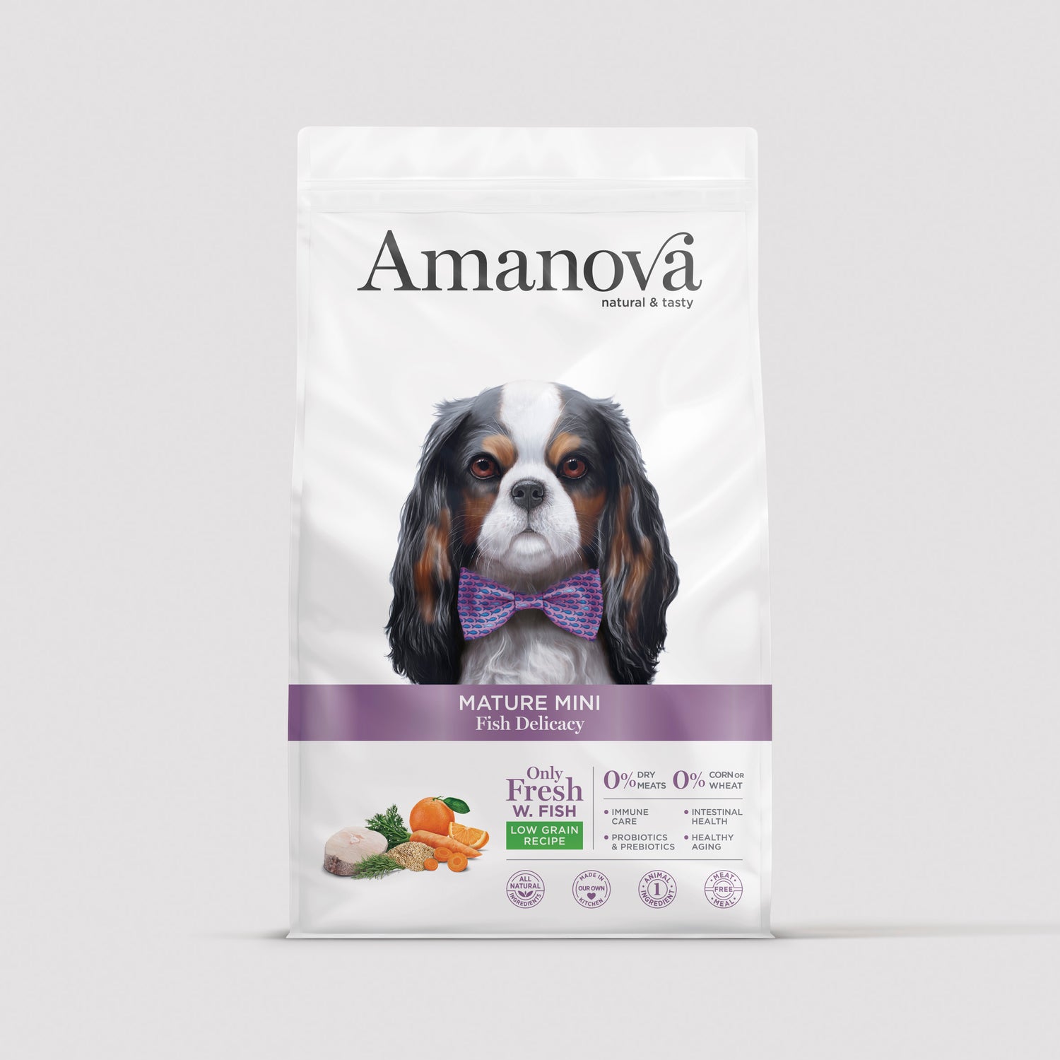 Amanova Adult Mature Mini con pesce bianco per cani senior di razze piccole
