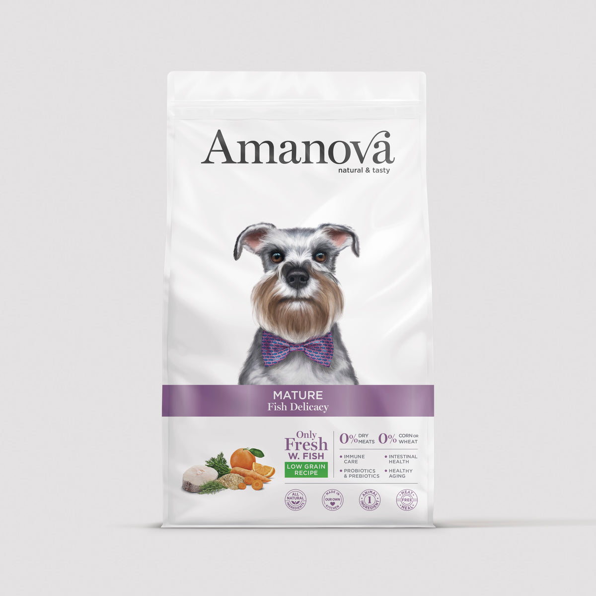 Amanova Adult Mature Fish Delicacy ração para cães sênior com peixe