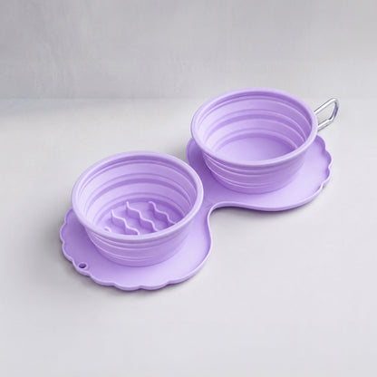 Gamelle double pliante Collapsible Double Bowl Zeze violet portable
