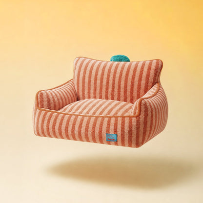 Zeze Stripes sofa orange striped elevated pets