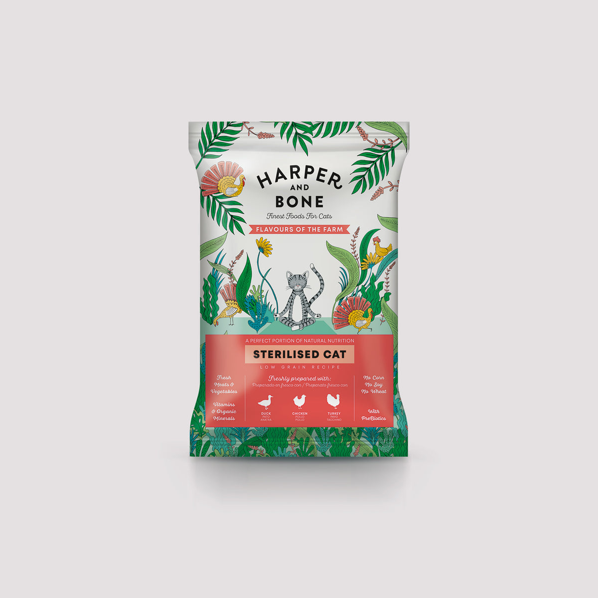 Sobre muestra Harper & Bone Sterilised Cat Flavours of the farm de 70g