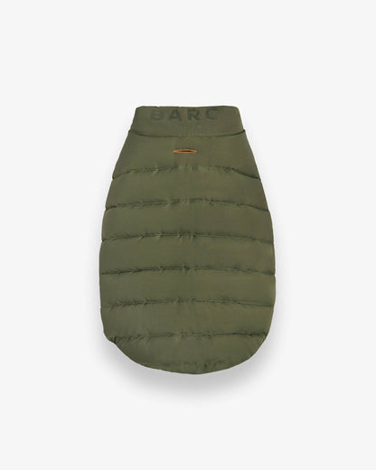 Reversible Dog Puffer Jacket: Coral & Khaki Green