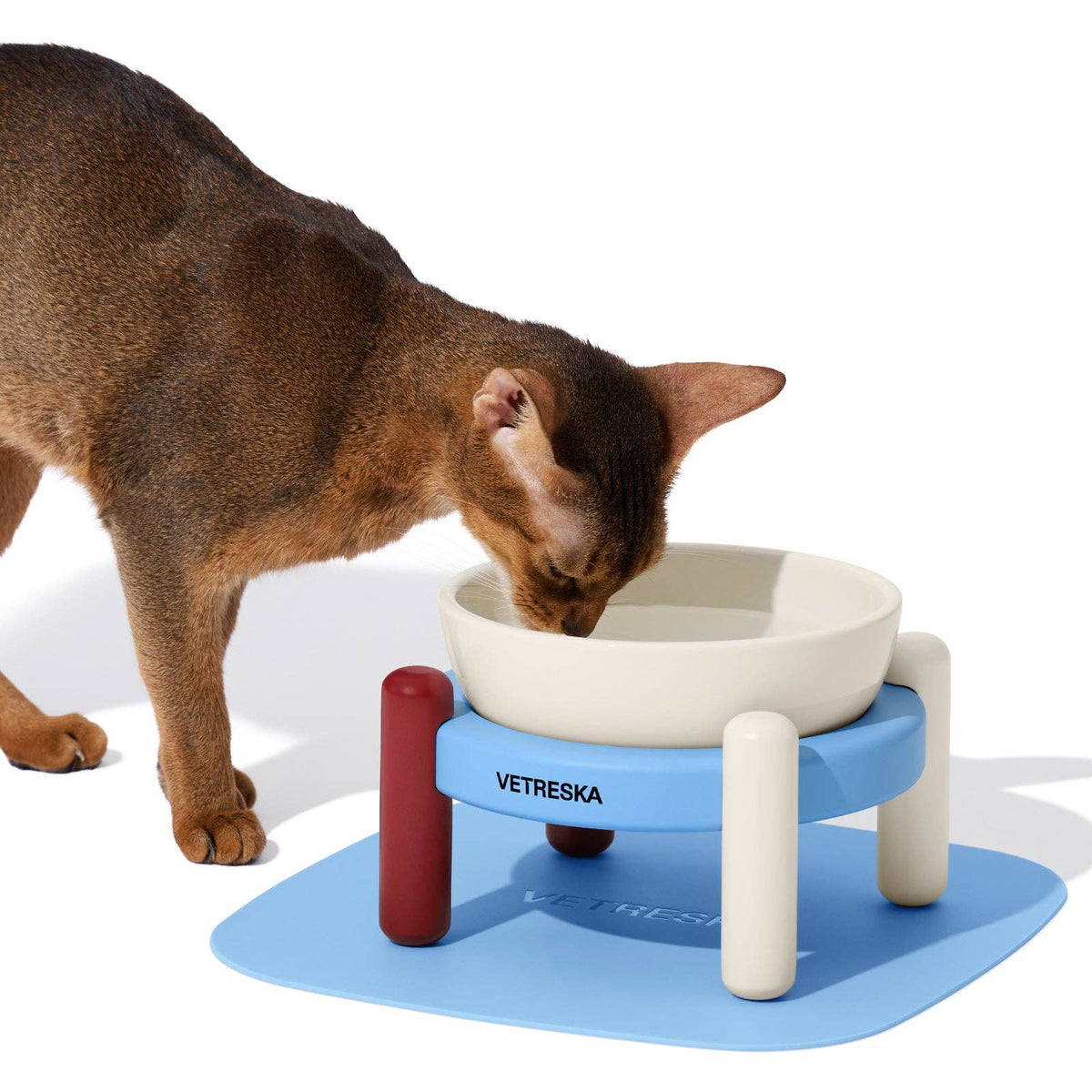 Mist & Merlot Ceramic Pet Bowl & Mat Set
