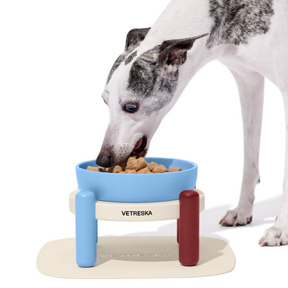 Mist & Merlot Ceramic Pet Bowl & Mat Set