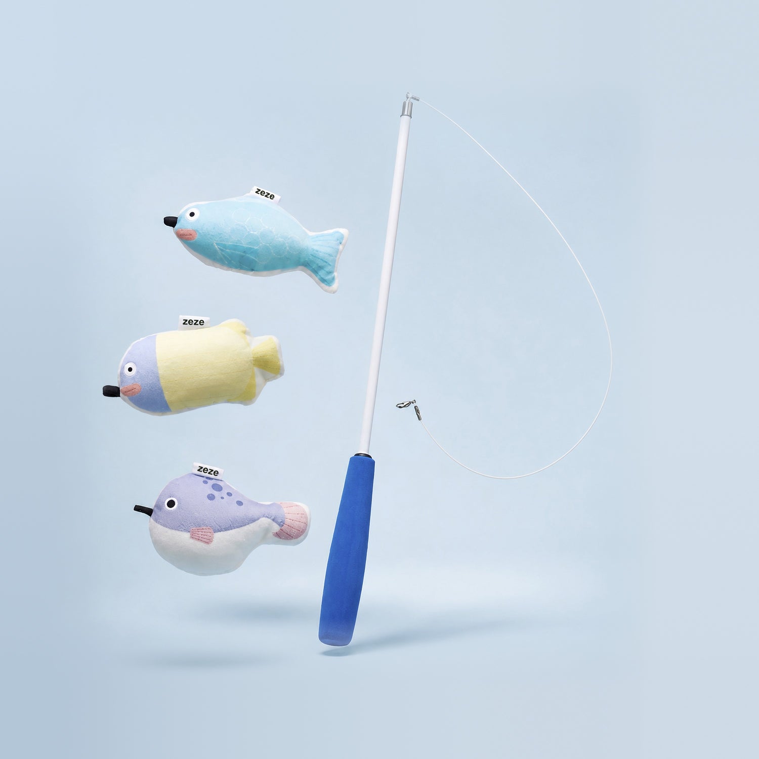 Fish Teaser interaktives Spielzeug für Katzen mit Stab und Stofffischen